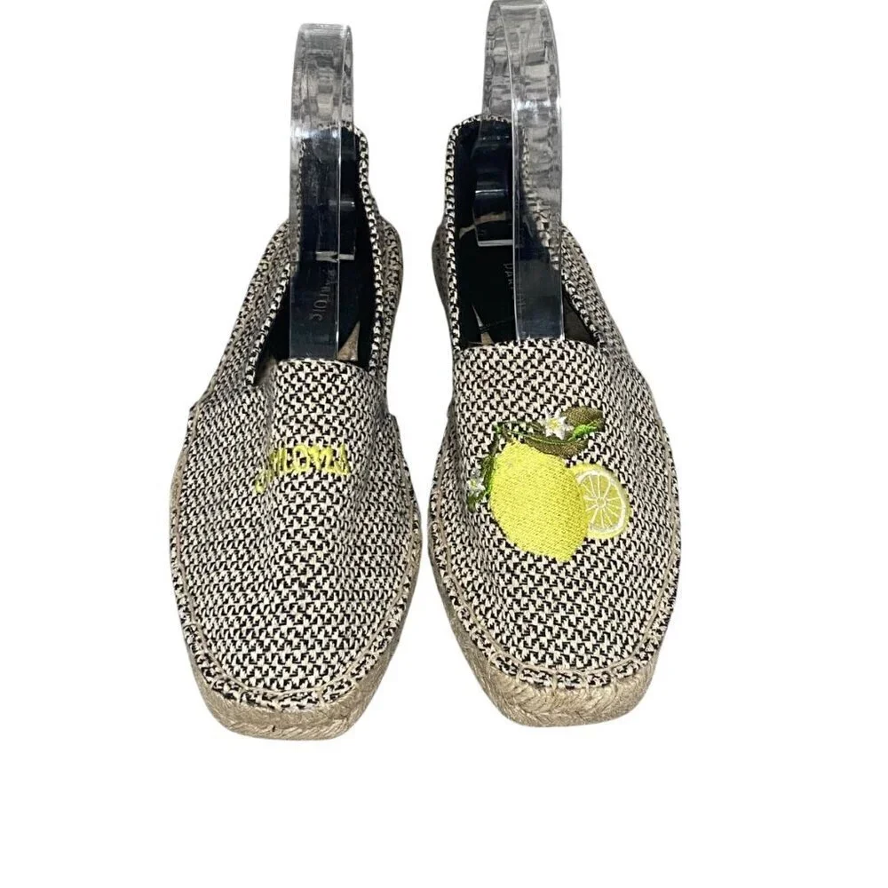 Parfois Lemon Embroidered Espadrille Flats Size 38